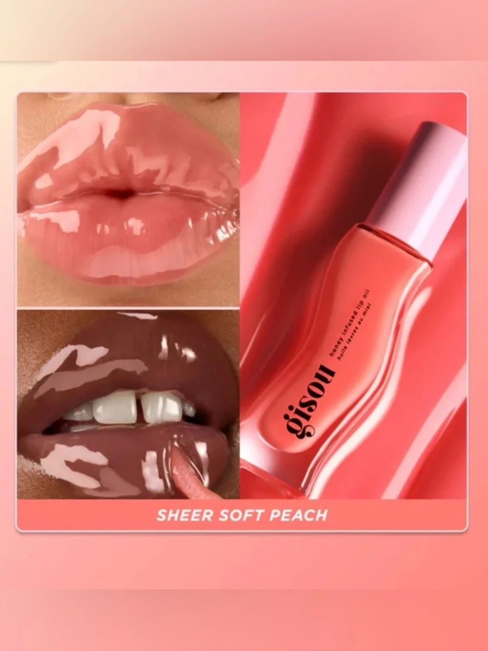 Gisou Honey Infused Lip Oil in Bee-llini Peach